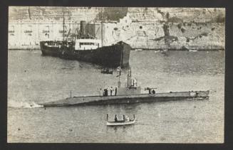 Erroneously named as E-class submarine HMS E37, at Grand Harbour, Malta