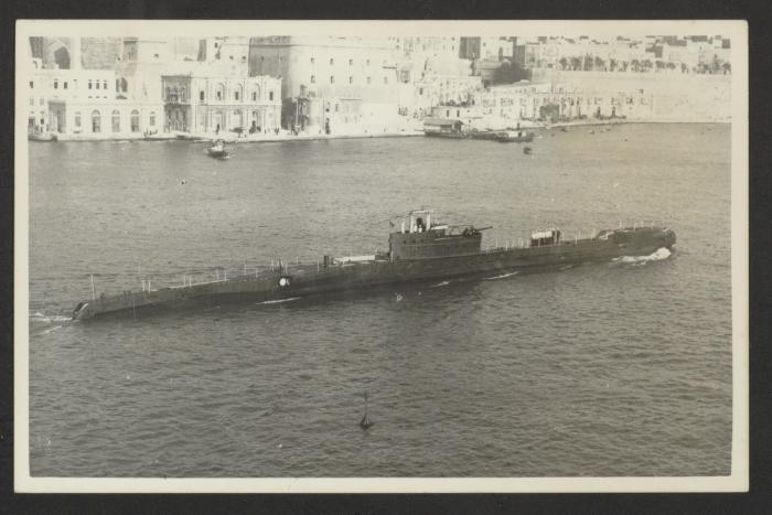 British T-class submarine HMS Tantivy at Grand Harbour, Malta