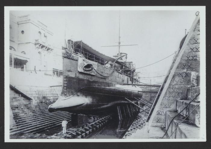 British torpedo ram HMS Polyphemus (1881) at the Malta Drydock