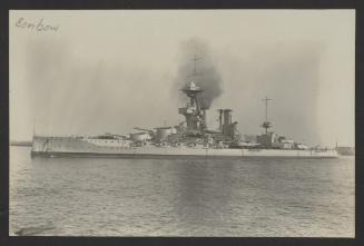 British Iron Duke-class battleship HMS Benbow (1913) in harbour