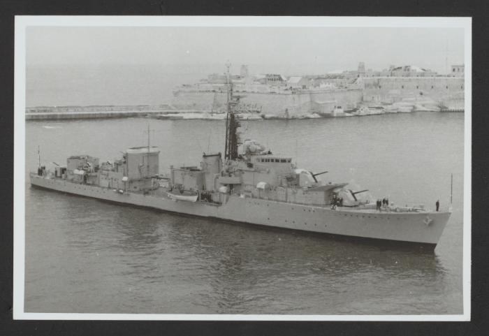 British C-class destroyer HMS Cambrian (R85 / D85) at Grand Harbour, Malta