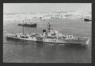British River-class frigate HMS Meon (F269 / K269) at Grand Harbour, Malta