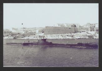 British T-class submarine HMS Trenchant (P331) at Lazzaretto, Marsamxett Harbour, Malta