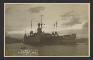 Admiralty Floating Dock No. 35 at sunset, at Corradino, Grand Harbour, Malta