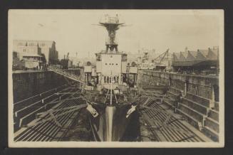 British C-class light cruiser HMS Calypso (D61), as part of the 3rd Cruiser Squadron, at the Malta Drydock