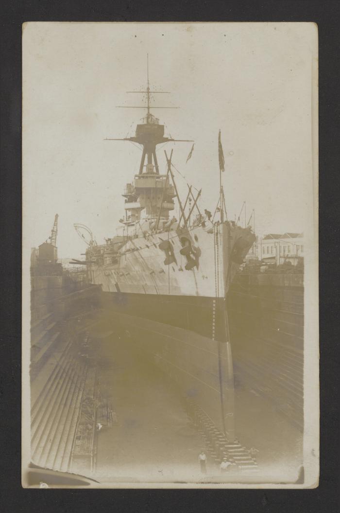 British Iron Duke-class battleship HMS Benbow (1913) at the Malta Drydock