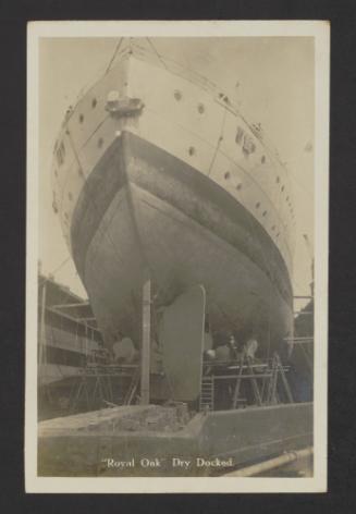 British Revenge-class battleship HMS Royal Oak (08) at the Malta Drydock