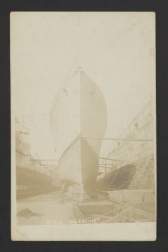 British V and W-class destroyer HMS Valentine (L69) at the Malta Drydock