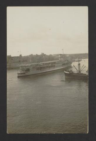 British Courageous-class aircraft carrier HMS Glorious (77) at Grand Harbour, Malta