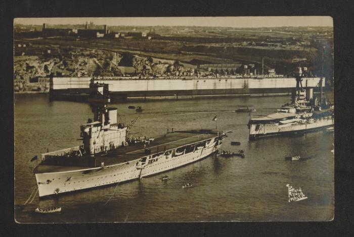 British aircraft carrier HMS Hermes (95) at Grand Harbour, Malta