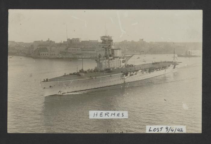 British aircraft carrier HMS Hermes (95) at Grand Harbour, Malta