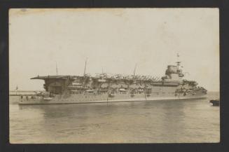 British Courageous-class aircraft carrier HMS Courageous (50) at Grand Harbour, Malta