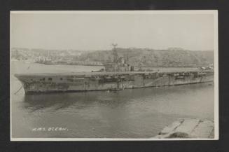 British Colossus-class aircraft carrier HMS Ocean (R68) at Grand Harbour, Malta