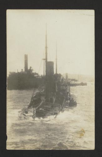 Unidentified tug, sinking at sea
