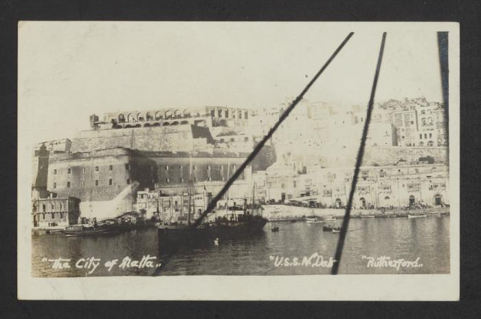 View of Valletta from American Delaware-class dreadnought battleship USS North Dakota (BB-29)