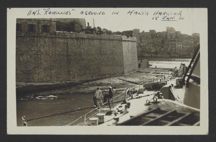 HMS Ramillies aground in Malta
