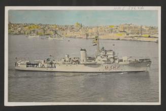 HMS Sylvia (M382) with two other vessels in the background