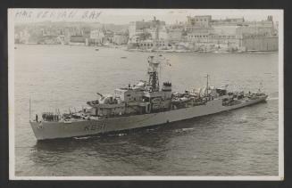 HMS Veryan Bay (K651) in Grand Harbour, Malta, presumably after visiting Trieste and Venice