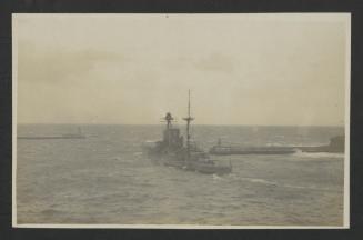 Surface warship exiting Grand Harbour, Malta