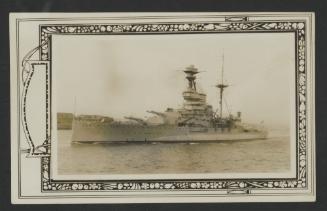 (Dreadnought battleship?) exiting Grand Harbour, Malta