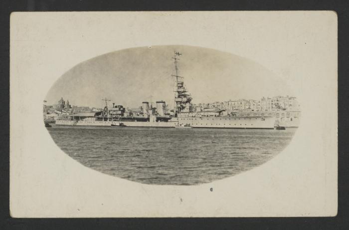 British (Light Cruiser?) in Grand Harbour, Malta