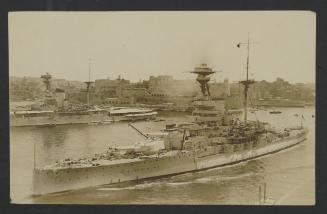 Two (Dreadnought?) battleships in Grand Harbour, Malta