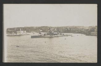 (Queen Elizabeth-class?) battleship in Kalkara Creek, Grand Harbour, Malta