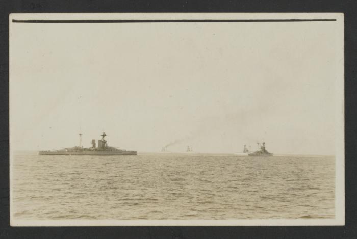 Line of British (battleships?) at sea