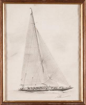 Framed picture of pencil drawing 'Endavour II'