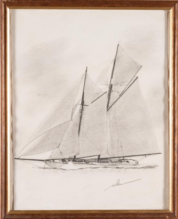 Framed picture of pencil drawing 'Meteor'