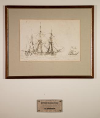 Drawing of a marine view with sailing Ships