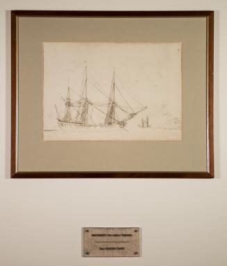 Drawing of a marine view with sailing Ships