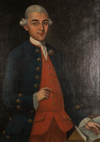 Portrait of a young Naval Officer holding a compass