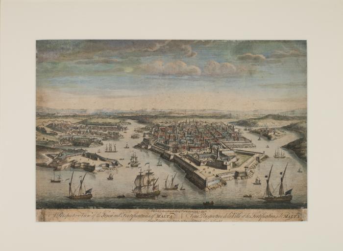 A Perspective View of the Town and Fortifications of Malta. Vue Perspective de la Ville et des Fortifications de Malta. Publish'd According to Act of Parliament, 1750