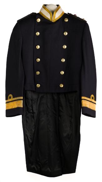 Royal Navy Rear-Admiral Full Dress Uniform of Sir Nigel Cecil complete with Tin Commodity Box cased cocked hat and epaulettes 